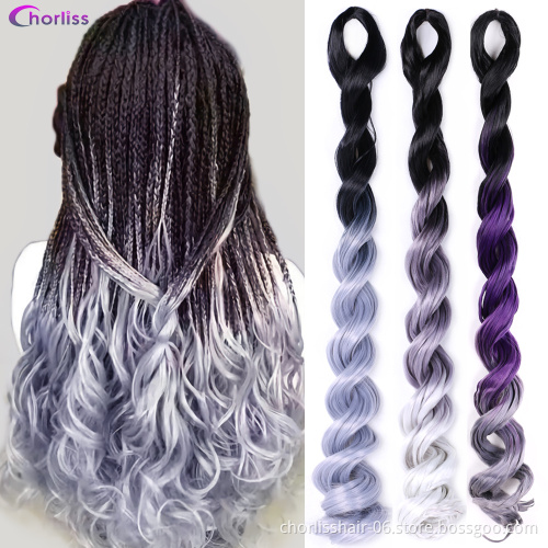 Wholesale 24''100g Ombre Black Blonde Deep Wave Jumbo Box Braids Afro Crochet Braiding Synthetic Hair Extension For women